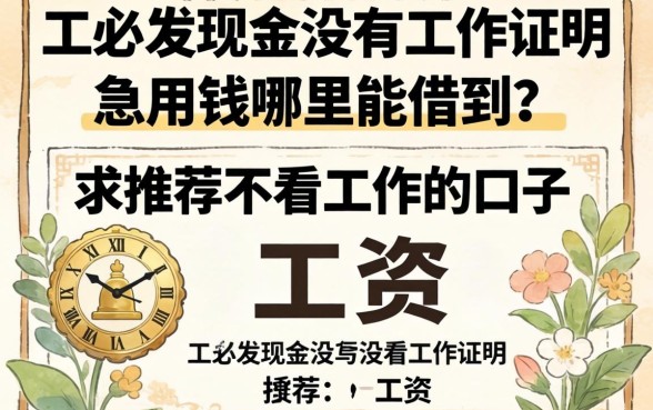 工资发现金没有工作证明，急用钱哪里能借到？求推荐不看工作的口子！