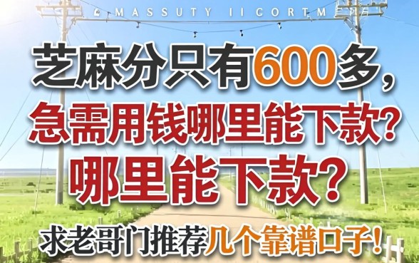 芝麻分只有600多，急需用钱哪里能下款？求老哥们推荐几个靠谱口子！