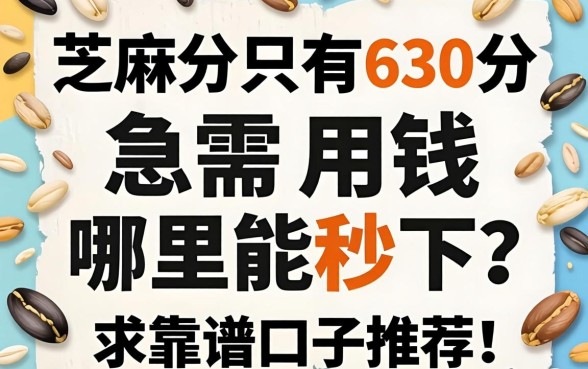芝麻分只有630分，急需用钱哪里能秒下？求靠谱口子推荐！