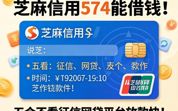 芝麻信用574能借钱的，详尽说明五个不看征信网贷平台放款快的软件