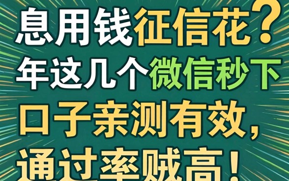 急用钱征信花？2026年这几个微信秒下口子亲测有效，通过率贼高！