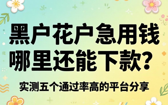 黑户花户急用钱哪里还能下款？实测五个通过率高的平台分享