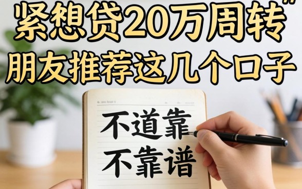 手头紧想贷20万周转，朋友推荐了这几个口子，不知道靠不靠谱？