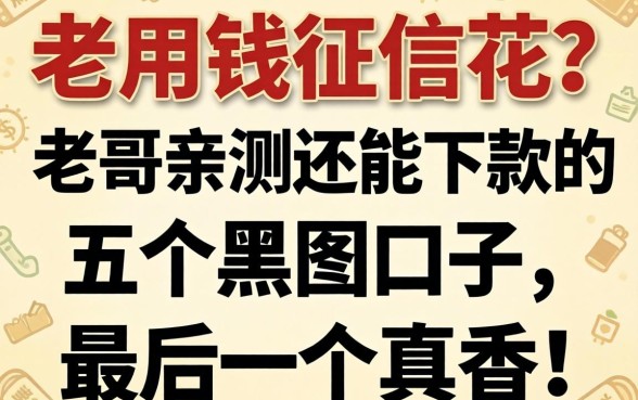 急用钱征信花？老哥亲测2026还能下款的五个黑户囗子，最后一个真香！