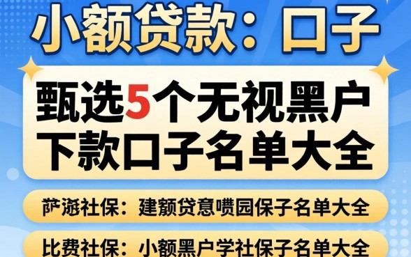 社保小额贷款的口子，甄选5个无视黑户下款口子名单大全