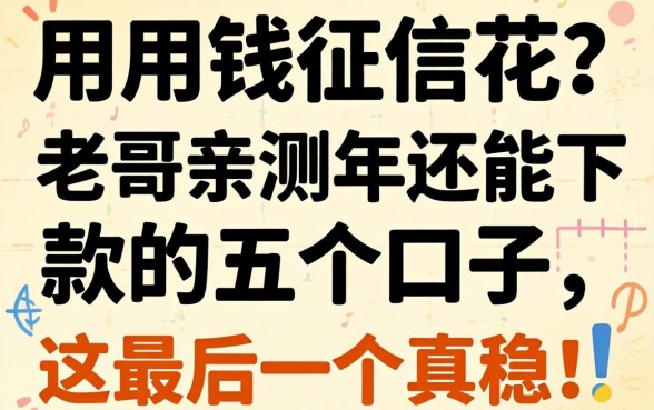 急用钱征信花？老哥亲测2026年还能下款的五个口子，这最后一个真稳！