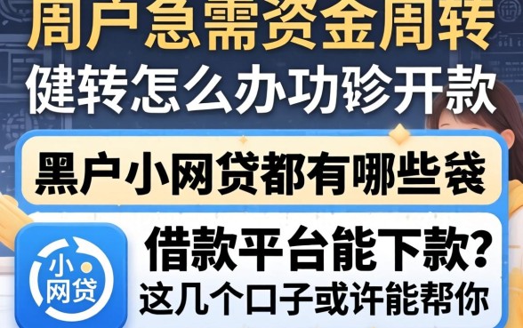 黑户急需资金周转怎么办？黑户小网贷都有哪些借款平台能下款？这几个口子或许能帮你