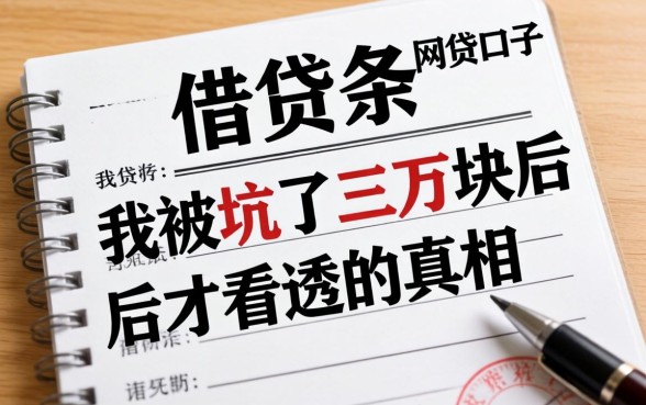 需要打借条的网贷口子：我被坑了三万块后才看透的真相
