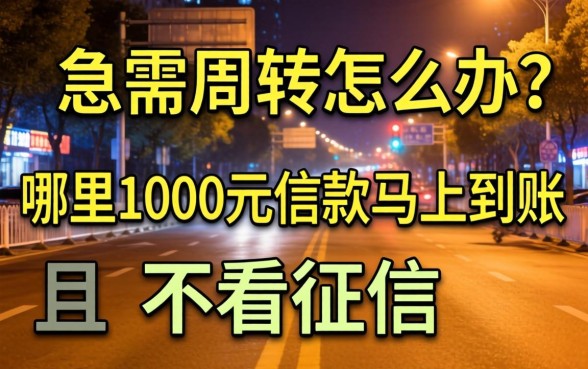 深夜急需周转怎么办?哪里可以1000元借款马上到账且不看征信?