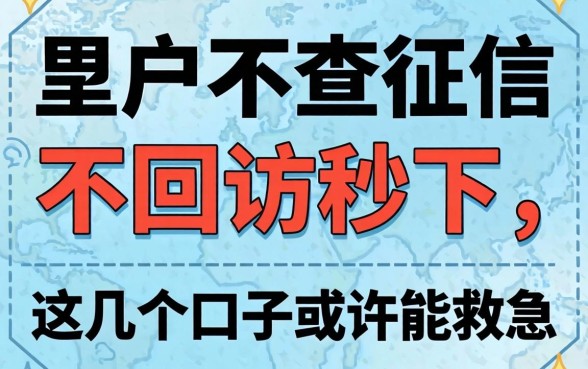 黑户不查征信不回访秒下，这几个口子或许能救急