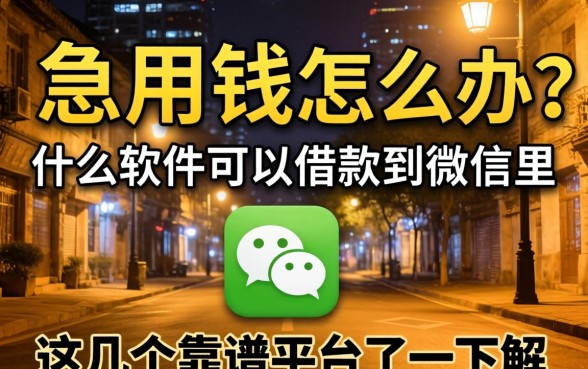 深夜急用钱怎么办？什么软件可以借款到微信里？这几个靠谱平台了解一下