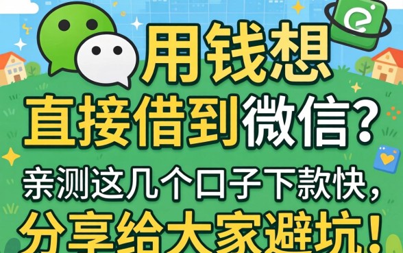 急用钱想直接借到微信？亲测这几个口子下款快，分享给大家避坑！