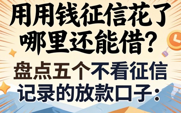 急用钱征信花了哪里还能借？盘点五个不看征信记录的放款口子