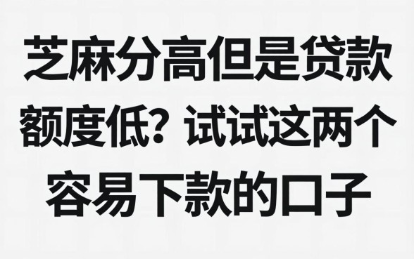 芝麻分高但是贷款额度低？试试这几个容易下款的口子