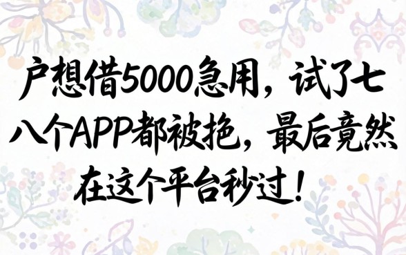 纯白户想借5000急用,试了七八个APP都被拒,最后竟然在这个平台秒过!