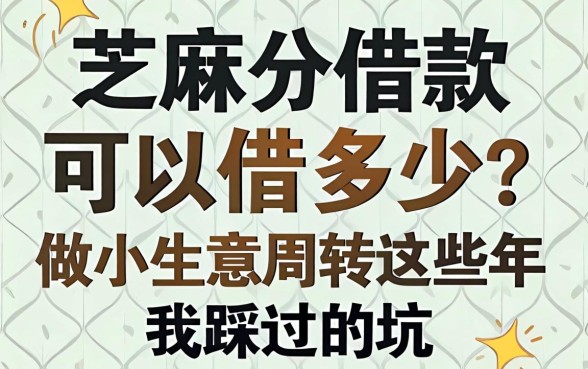 芝麻分借款可以借多少？做小生意周转这些年我踩过的坑