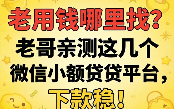 急用钱哪里找？老哥亲测这几个微信小额借贷平台，下款稳！