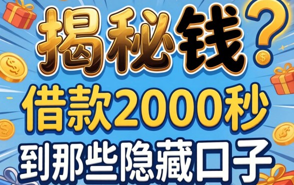 急需用钱？揭秘2026借款2000秒到的那些隐藏口子