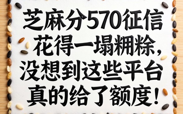 我芝麻分570征信花得一塌糊涂，没想到这些平台真的给了额度