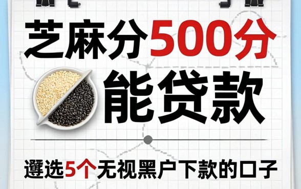 芝麻分500分能贷款，遴选5个无视黑户下款的口子