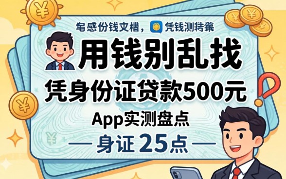 急用钱别乱找，凭身份证贷款500元app实测盘点