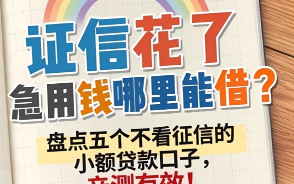 征信花了急用钱哪里能借？盘点五个不看征信的小额贷款口子，亲测有效！