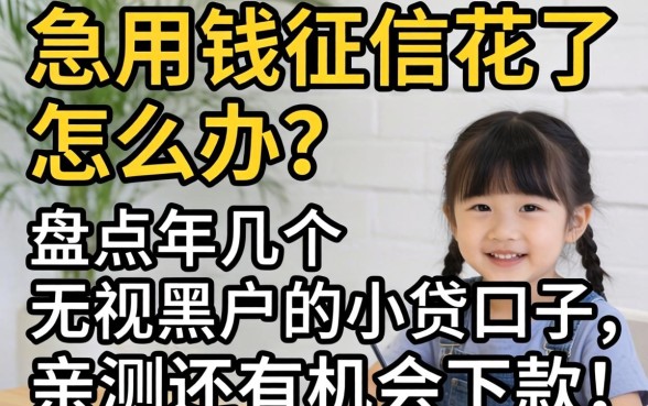 急用钱征信花了怎么办？盘点2026年几个无视黑户的小贷口子，亲测还有机会下款！