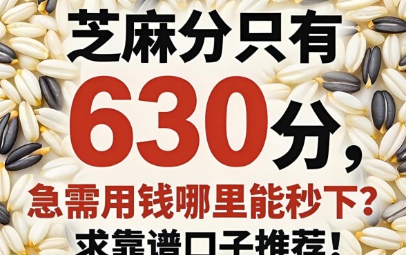 芝麻分只有630分，急需用钱哪里能秒下？求靠谱口子推荐！