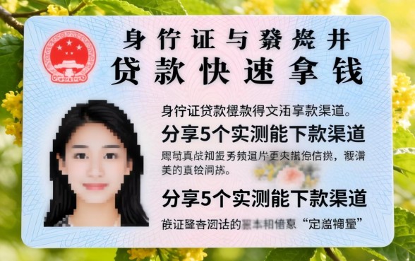 身份证贷款快速拿钱，分享5个实测能下款的渠道