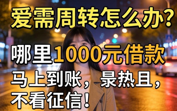 深夜急需周转怎么办?哪里可以1000元借款马上到账且不看征信?