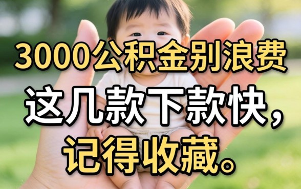 手里有3000公积金别浪费，这几款下款快的记得收藏