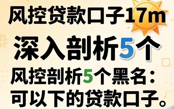 无风控贷款口子17m,深入剖析5个黑户可以下的贷款口子