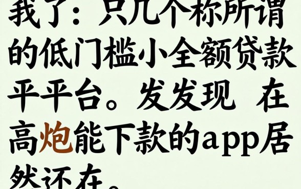 我试了几个所谓的低门槛小额贷款平台,发现高炮能下款的app居然还在