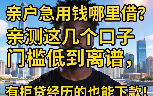 黑户急用钱哪里借?亲测这几个口子门槛低到离谱,有拒贷经历的也能下款!