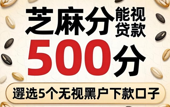 芝麻分500分能贷款，遴选5个无视黑户下款的口子