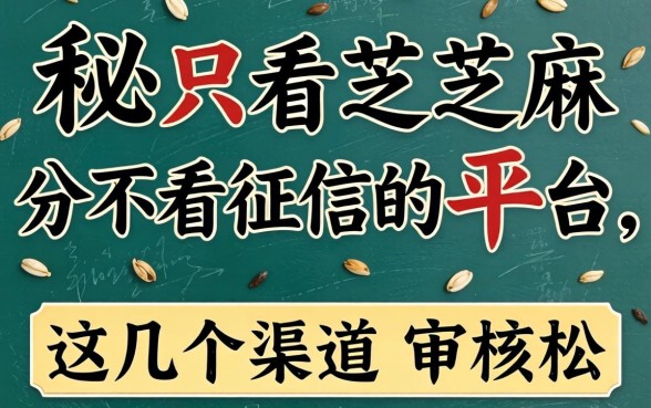 揭秘只看芝麻分不看征信的平台,这几个渠道审核松