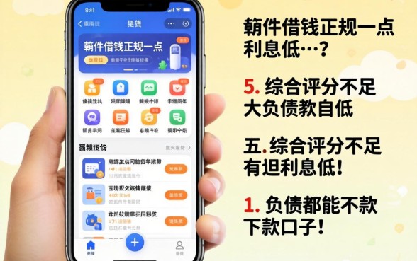 手机哪个软件借钱正规一点利息低，详尽说明五个综合评分不足有负债都能下款口子