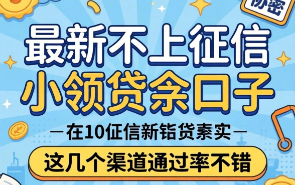 揭秘最新不上征信小额贷款口子，这几个渠道通过率不错