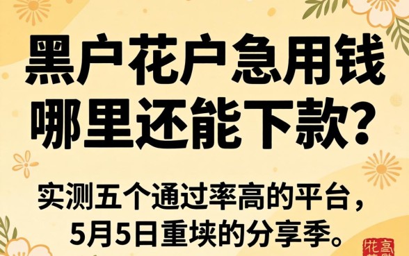 黑户花户急用钱哪里还能下款？实测五个通过率高的平台分享