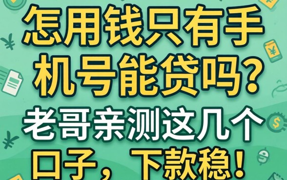 急用钱只有手机号能贷吗？老哥亲测这几个口子，下款稳！
