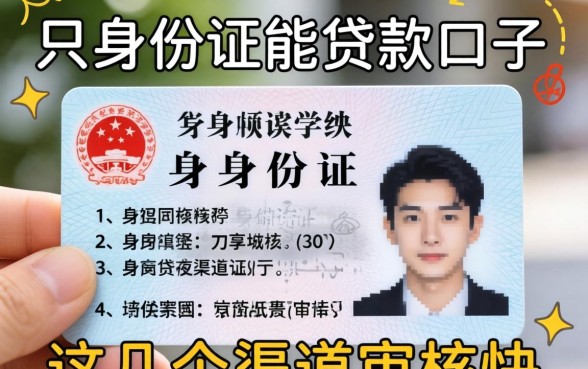 揭秘只用身份证能贷款的口子：这几个渠道审核快