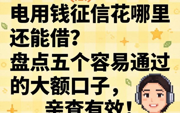 急用钱征信花哪里还能借?盘点五个容易通过的大额口子,亲测有效!