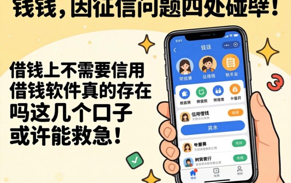 急需用钱却因征信问题四处碰壁？手机上不需要信用借钱的软件真的存在吗？这几个口子或许能救急！