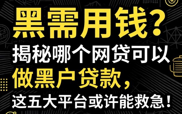 征信全黑急需用钱？揭秘哪个网贷可以做黑户贷款，这五大平台或许能救急！