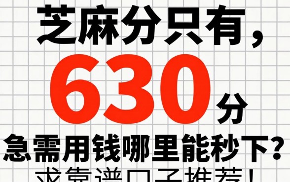 芝麻分只有630分，急需用钱哪里能秒下？求靠谱口子推荐！