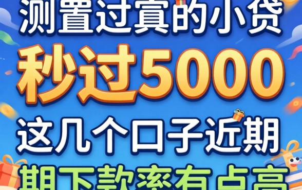 实测秒过5000的小贷，这几个口子近期下款率有点高