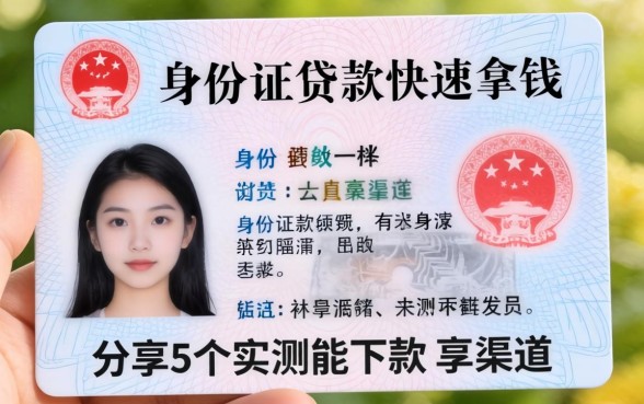 身份证贷款快速拿钱，分享5个实测能下款的渠道