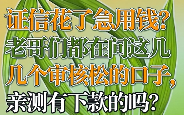 征信花了急用钱？老哥们都在问这几个审核松的口子，亲测有下款的吗？