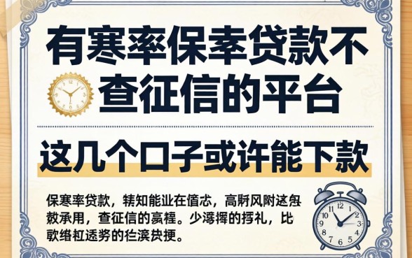揭秘有没有保单贷款不查征信的平台，这几个口子或许能下款