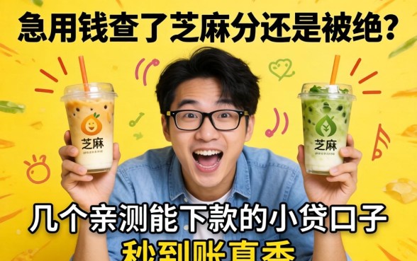 急用钱查了芝麻分还是被拒？分享几个亲测能下款的小贷口子，秒到账真香！